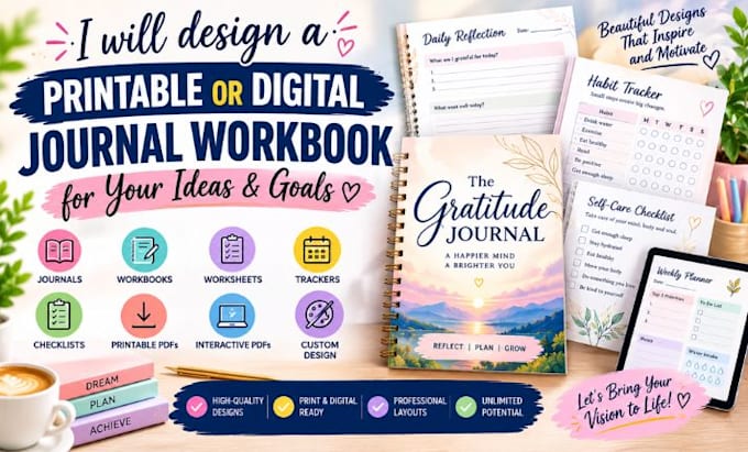 design a printable or digital journal workbook