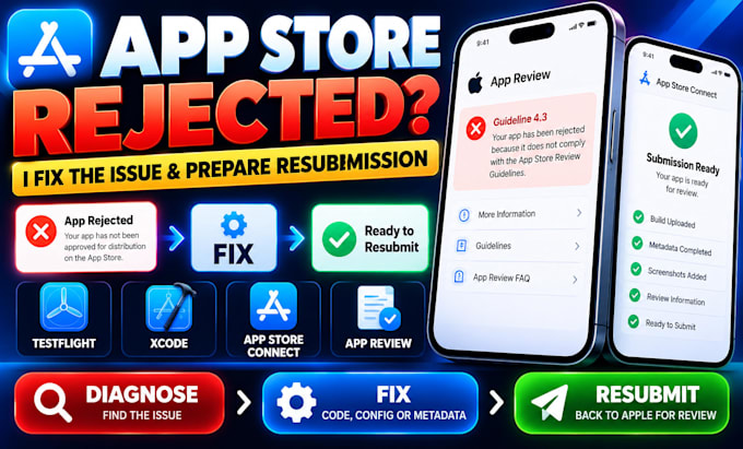 fix app store rejection ios submission testflight app store connect issues