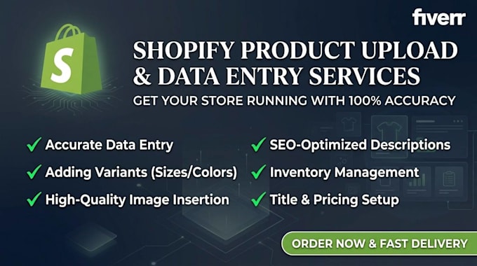 do shopify product upload, data entry, and e commerce product listing