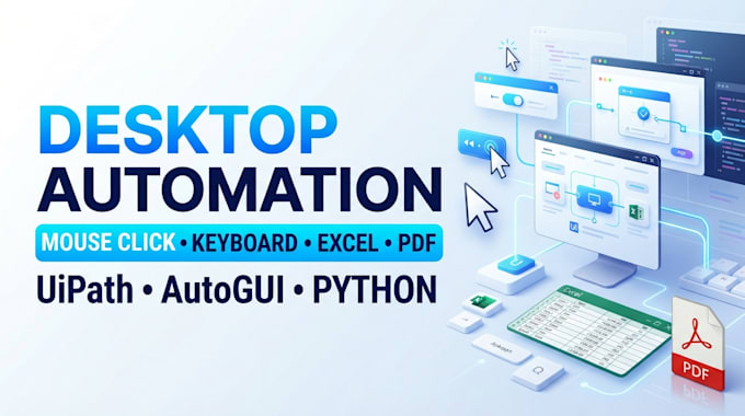 do desktop automation, mouse click, keyboard typing, excel, PDF, uipath, autogui