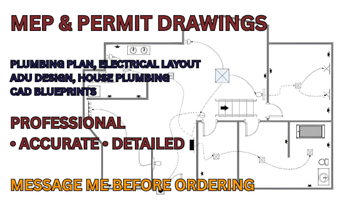 do architectural permit drawing mep plan blueprint plumbing plan