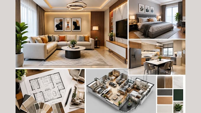 design interior styling space, interior room, house apartment, and 3d rendering