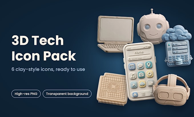 create stunning 3d clay tech icons and render packs for your project