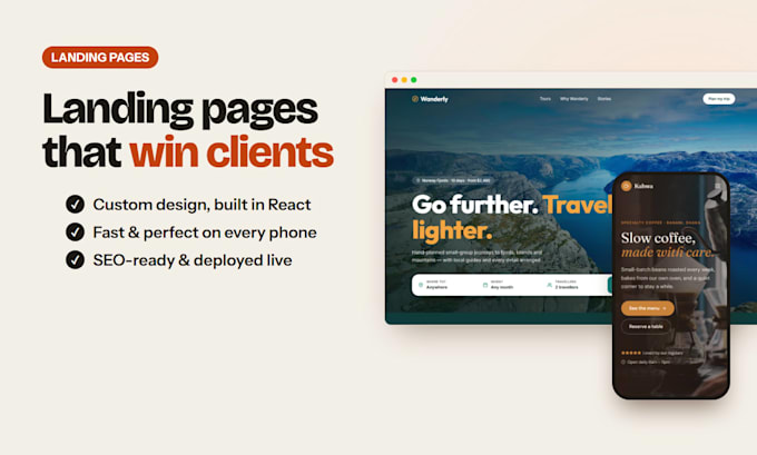 design and build a responsive react or nextjs landing page