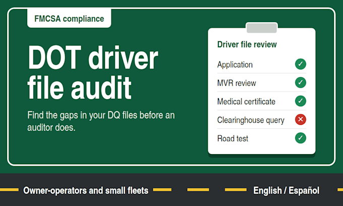 audit dot driver qualification files for fmcsa compliance