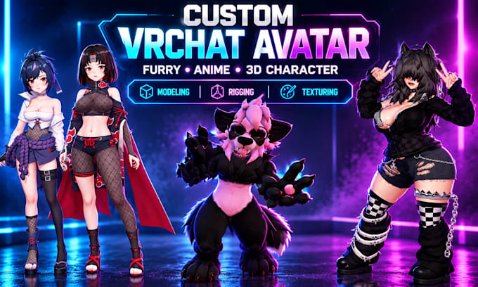 make custom vrchat avatar, furry character, rigging and unity setup