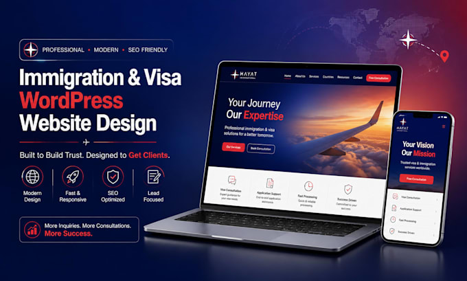 build immigration website, visa consultant visa agency wordpress website now