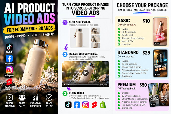 create ai video ads for your dropshipping or pod product