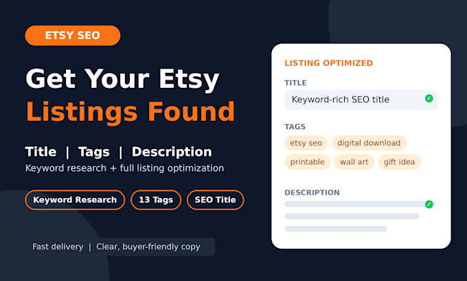 do etsy SEO listing optimization with title tags and description