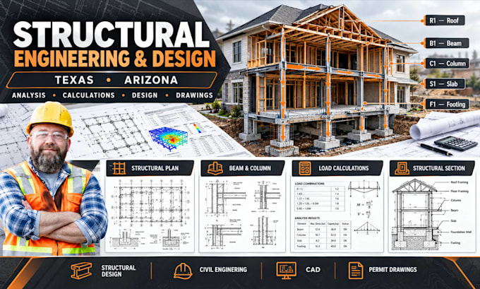 structural engineer civil structural permit drawings texas arizona permit plans