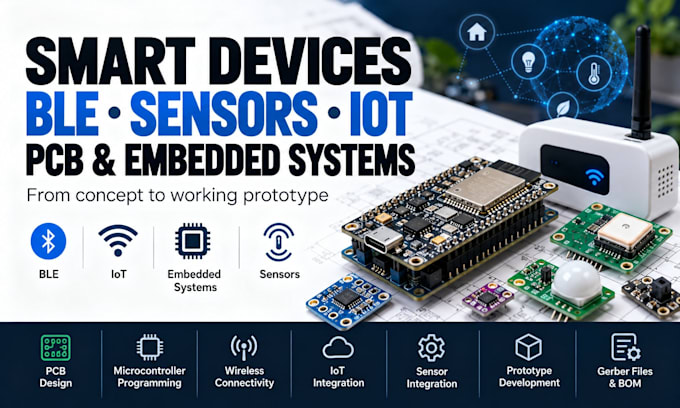 design smart devices, ble, sensors, iot pcb and embedded microcontroller systems