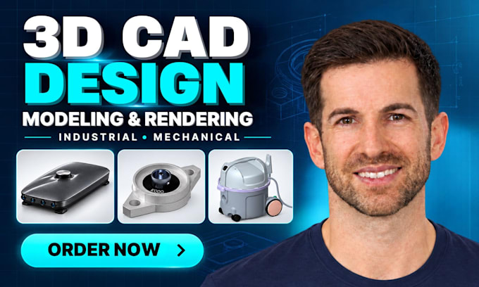 do cad modeling and rendering, industrial, mechanical designs for manufacturing