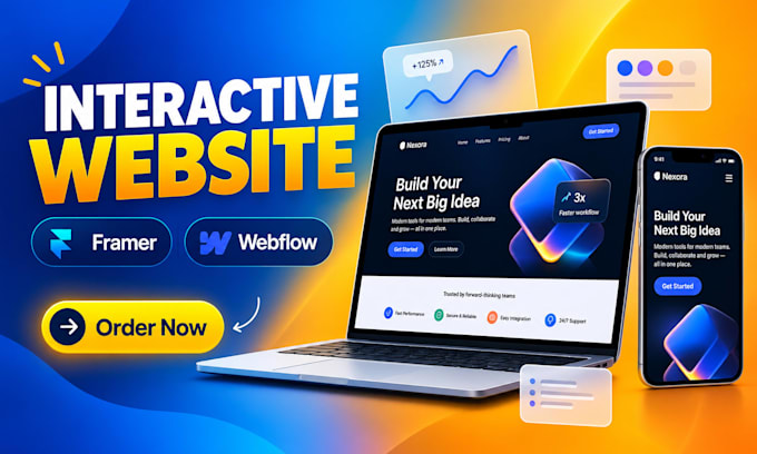 design an interactive landing page framer webflow one page website