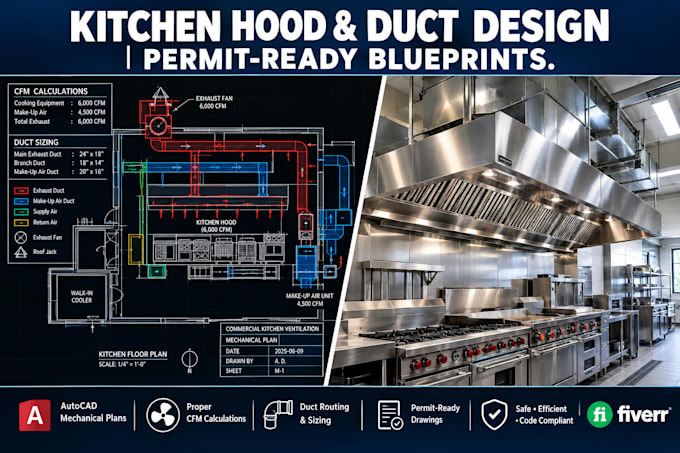 kitchen ventilation hood and restaurant permit drawings