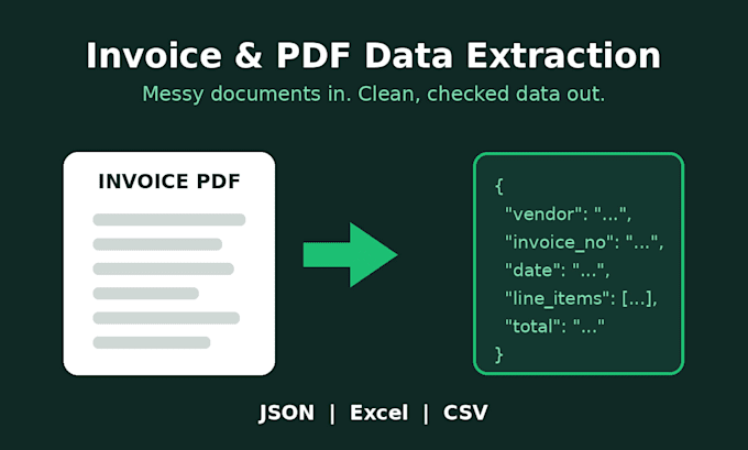 extract data from invoices and pdfs into clean json or excel