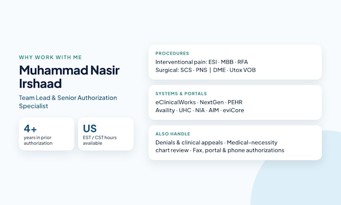 do medical prior authorization and insurance eligibility verification vob