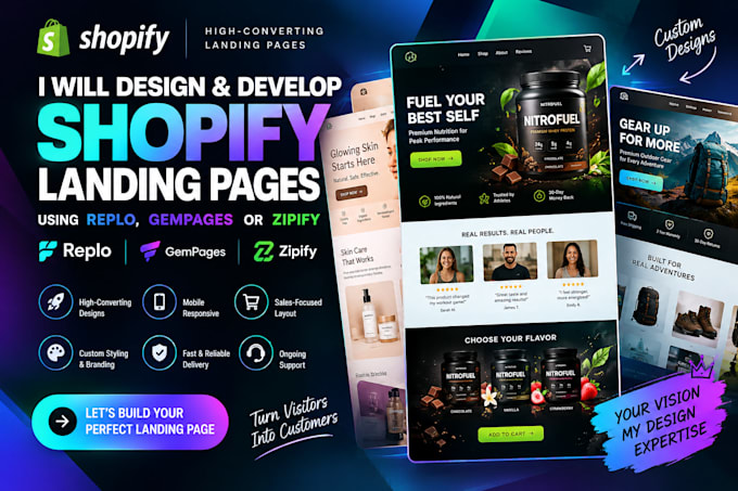 build replo, gempages, zipify, shopify, landing page