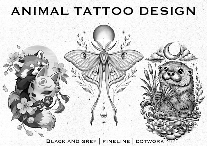 make black and white animal tattoo design
