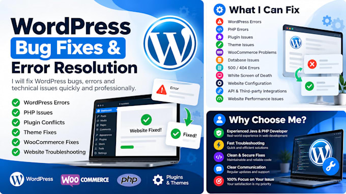 fix wordpress bugs, errors and issues