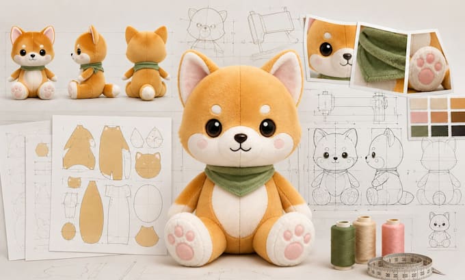 create a custom plush toy sewing pattern and tech pack for production