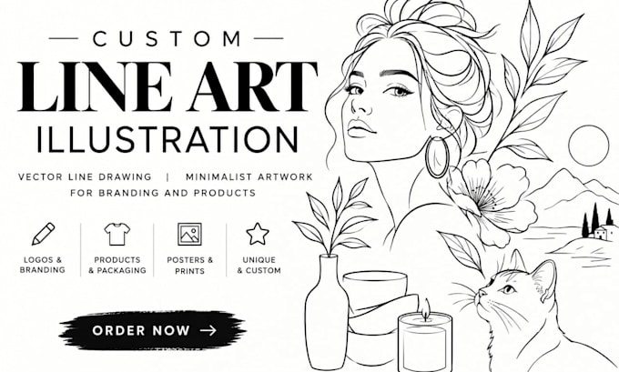 draw custom line art illustration vector line drawing for branding and product