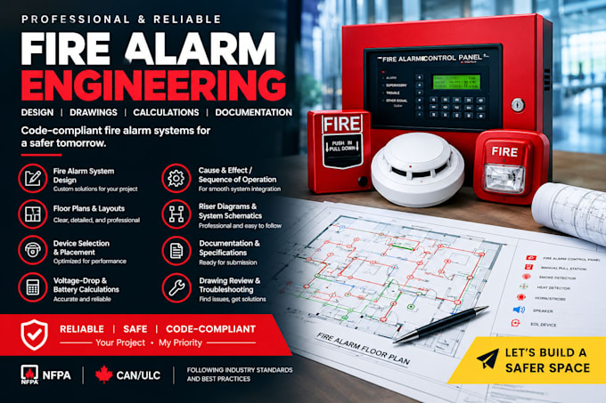design fire alarm systems, drawings, and calculations