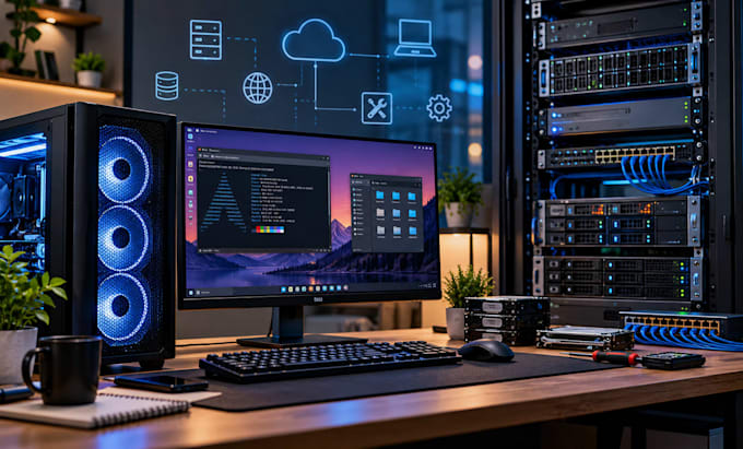configuration linux server or windows server and configuration pc with windows