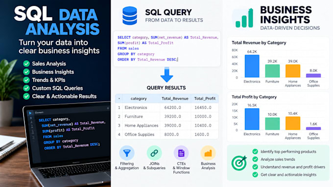analyze your data with sql and provide business insights