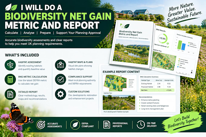 do a biodiversity net gain metric and report
