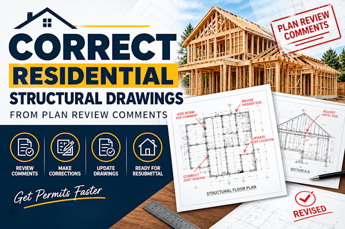 correct residential structural drawings from plan review comments