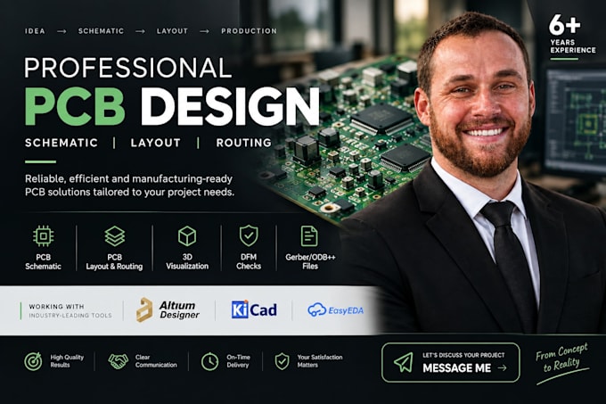 design professional pcb layout, schematic and routing