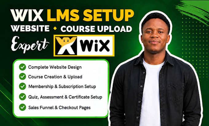 setup wix online course website, wix lms course upload, wix course quizzes wix
