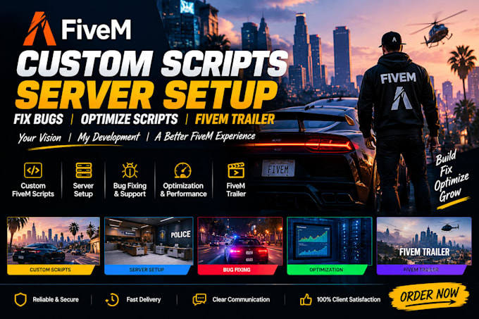 do custom fivem script, fivem server, fix bugs, optimize script, fivem trailer