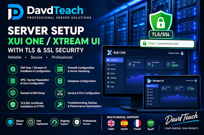 setup a professional server, xui one, xtream ui, tls with ssl security