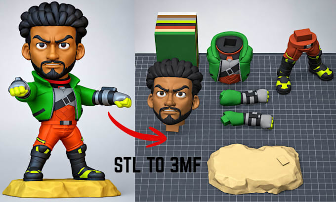 convert stl to 3mf split and color 3d model for bambu studio ams 3d printing