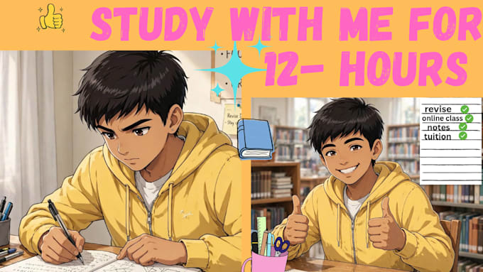 ai illustration thumbnail for study vlogs
