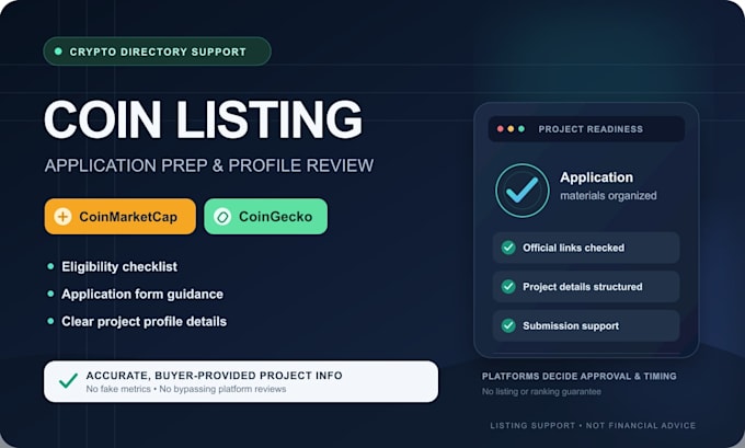prepare coinmarketcap and coingecko listing applications