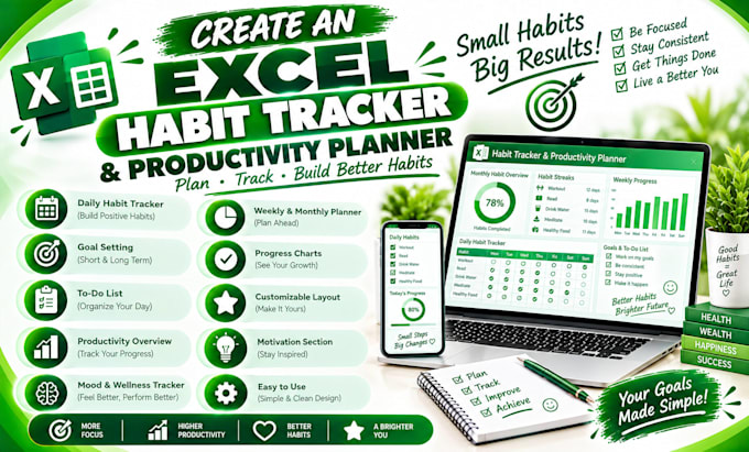 create an excel habit tracker and productivity planner