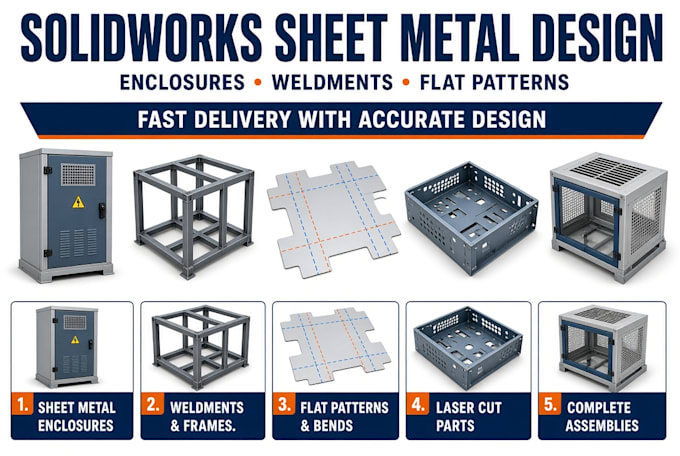 design solidworks sheet metal enclosures, weldments, and flat patterns