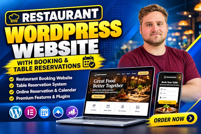 design a restaurant wordpress website with booking and table reservations