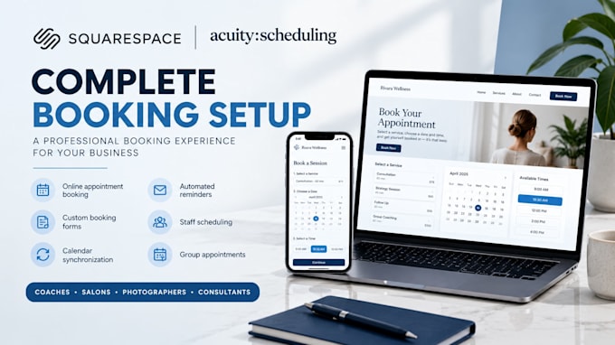 design and set up squarespace booking system, acuity scheduling and appointments