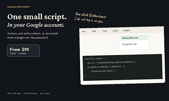 write a simple google apps script for your sheet