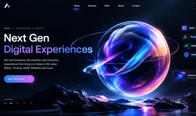 create interactive 3d animated wordpress website spline 3d threejs gsap webflow