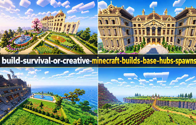 professionally build survival or creative minecraft builds base, hubs, spawns