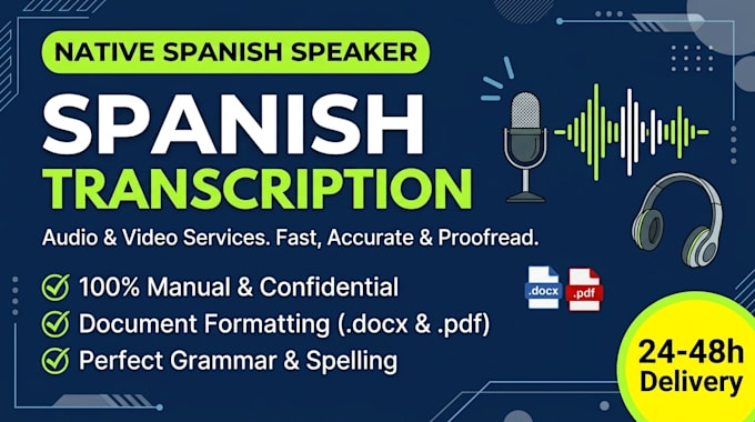 do fast spanish audio transcription and proofreading