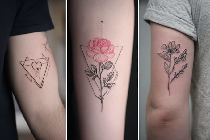 do floral and minimalist tattoo design