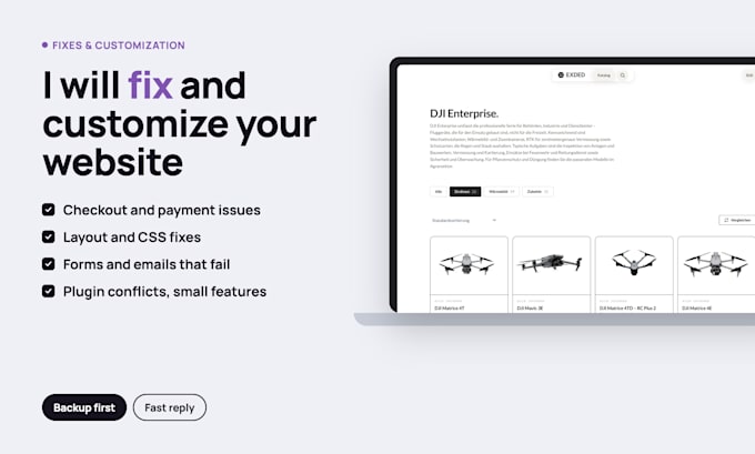 fix and customize your woocommerce or wordpress website