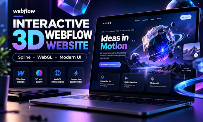 create an interactive 3d webflow website with spline and webgl