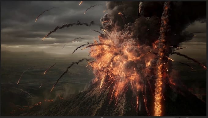 create realistic cinematic volcano eruption vfx