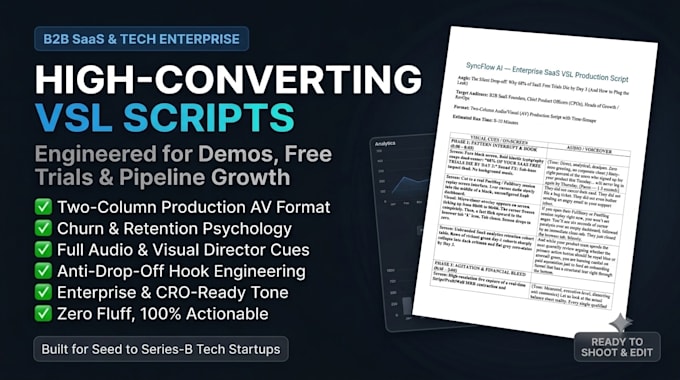 write a high converting vsl script for b2b saas and tech